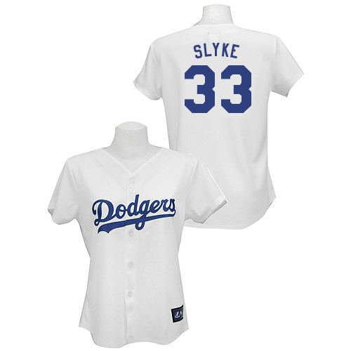 Scott-Van Slyke #33 mlb Jersey-L A Dodgers Women's Authentic Home White Baseball Jersey